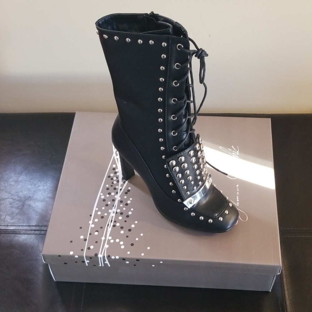 High Ankle Studded Booties